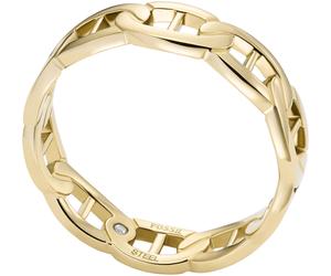 Fingerring FOSSIL "Schmuck Geschenk Edelstahl Ring Heritage D-Link" Gr. 18, gold (gelbgoldfarben), Fingerringe, Damen, 18, Edelstahl, 5,5mm, Fingerring (33043750-18) gelbgoldfarben