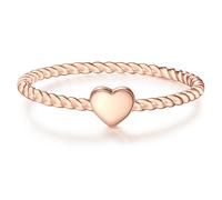 GLANZSTÜCKE MÜNCHEN Damen-Ring Herz Sterling Silber rosévergoldet - Damen-Schmuck Freundschafts-Ringe dünner Steck-Ring