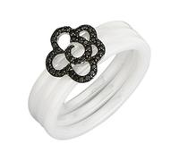 Fingerring JACQUES LEMANS "925/- Sterling Silber rhodiniert" Gr. 62, weiß, Fingerringe, Damen, 062 (19,7), Silber 925 (Sterlingsilber), Fingerring (14379659-62)