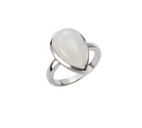 Jamelli Ring 925 Sterling Silber rhodiniert mit echtem Rainbow Mondstein 17x10,5 mm Gr. 056 (17,8)