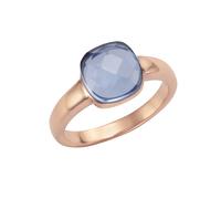 Fingerring JAMELLI "Silber 925 rosé-vergoldet mit hellblauem Quarz-Stein (beh.)" Gr. 52, rot, Fingerringe, Damen, 052 (16,6), 2,67, Silber 925 (Sterlingsilber) (82126259-52) rot