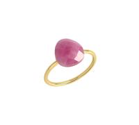 Fingerring JAMELLI "Silber 925 vergoldet mit echtem pinken Safir 10x9mm" Gr. 58, gelb, Fingerringe, Damen, 058 (18,5), 4,05, Silber 925 (Sterlingsilber), Fingerring (53341628-58) gelb