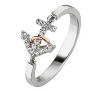 Fingerring JOBO "Anker" Gr. 50, silber (silber 925), Fingerringe, Damen, 50, Silber 925 (Sterlingsilber), Fingerring, 925 Silber mit 18 Zirkonia (86938315-50) silber 925