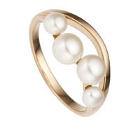 Fingerring JOBO "Ring mit 4 Süßwasser-Zuchtperlen" Gr. 50, rosa (roségold 585), Fingerringe, Damen, 50, Perlen Roségold 585, Perlen, Roségold 585, Fingerring, 585 Roségold (68509554-50) roségold 585