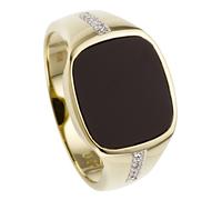 Fingerring JOBO "Ring mit Onyx und 12 Diamanten" Gr. 70, schwarz, Fingerringe, Herren, 70, SI = kleine Einschlüsse, Diamanten Gelbgold 585, Diamanten, Gelbgold 585, Fingerring, 585 Gold bicolor (84832