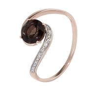 Fingerring JOBO "Ring Roségoldring" Gr. 60, roségold 585, Fingerringe, Damen, 60, P2 = erkennbare Einschlüsse, Diamanten Roségold 585, Diamanten, Roségold 585, Fingerring, 585 Roségold mit Rauchquarz 