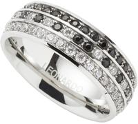 JEWELS BY LEONARDO Ring Atura, Band-Ring aus silberfarbenem Edelstahl, Gr. 17 (53), klare und schwarze Zirkonia Steinchen, Schmuck Damen Geschenk, 024318