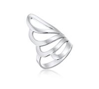Fingerring NENALINA "Basic Wellen Geschwungen Schlicht 925 Silber" Gr. 54, silber, Fingerringe, Damen, 54mm, ohne Stein, Silber 925 (Sterlingsilber), 3mm, Fingerring (73488354-54) silber