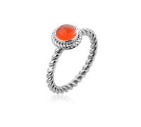 Nenalina Ring Karneol Geburtsstein September Boho 925 Silber 56 mm Orange