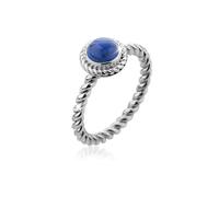 Nenalina Damen Ring Silberring besetzt mit 6 mm blauem Lapis Lazuli Edelstein, handgearbeitet aus 925 Sterling Silber, Gr. 56-212999-003-56