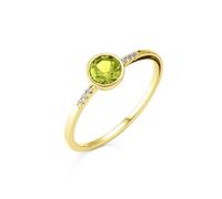 Fingerring OROLINO "Gold 585 mit 6x Brillant zus. 0,025ct. und Peridot" Gr. 58, gelb, Fingerringe, Damen, 058 (18,5), 0,03 SI = kleine Einschlüsse, Gold, Fingerring (36917917-58) gelb