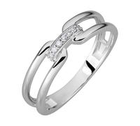 Fingerring OROLINO "Gold 585 mit 7x Brillant zus. 0,03ct." Gr. 58, weiß, Fingerringe, Damen, 058 (18,5), 0,04 SI = kleine Einschlüsse, Gold, Fingerring (61423956-58) weiß