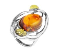 Fingerring OSTSEE-SCHMUCK "- Asta - Silber 925/000 - Bernstein" Gr. 54, silber (silber 925, silberfarben, weiß), Fingerringe, Damen, 54, Fingerring (93774620-54) silber 925, silberfarben, weiß