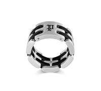 Fingerring POLICE "Ceramica I" Gr. 66, silber (silberfarben, schwarz), Fingerringe, Herren, 66, Edelstahl, 25mm, Fingerring (46265314-66) silberfarben, schwarz