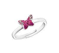 Fingerring PRINZESSIN LILLIFEE "Schmetterling", pink (silberfarben, pink, rosa, kristallweiß), Fingerringe, Damen, 1,2 g, Silber 925 (Sterlingsilber), 1,8mm, Fingerring, mit Preciosa Crystal (60262218