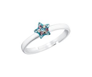 Fingerring PRINZESSIN LILLIFEE "Stern", bunt (silberfarben, blau, lila, kristallweiß), Fingerringe, Damen, 0,8 g, Silber 925 (Sterlingsilber), 1,9mm, Fingerring, mit Preciosa Crystal (86730412-0) silb