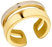 Fingerring S.OLIVER "2037982/-83/-84/-85" Gr. 54, beige (gelbgoldfarben, beige), Fingerringe, Damen, 54, Edelstahl, 10mm, Fingerring, mit Emaille (64383404-54)