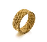 Fingerring "Schmuck Geschenk Edelstahl Damenring Ring Mesh-Optik" Gr. 54, gold (gelbgoldfarben), ANISTON JEWELRY & WATCHES, Fingerringe, Damen, 54, Edelstahl, 8mm, Fingerring, Made in Germany (2841694