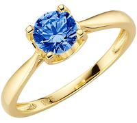 Fingerring "Schmuck Geschenk Silber 925 Silberring Solitär-Optik" Gr. 53, gold (gelbgoldfarben, blau), ANISTON JEWELRY & WATCHES, Fingerringe, Damen, 53, Silber 925 (Sterlingsilber), 2,2mm, Fingerring