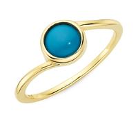 Fingerring "Silberring gelbgoldfarben vergoldet mit Türkis" Gr. 58, gelbgoldfarben, blau, ANISTON JEWELRY & WATCHES, Fingerringe, Damen, 58, Silber 925 (Sterlingsilber), 1,2mm, Fingerring, mit Türkis