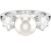 Fingerring SWAROVSKI "Schmuck Geschenk Matrix Ring" Gr. 50, weiß (metallfarben, kristallweiß, weiß), Fingerringe, Damen, 50, Metall Perlen, Metall, Perlen, Fingerring, mit Swarovski Zirkonia (synth.)