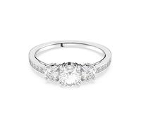 Fingerring SWAROVSKI "Stilla Round Attract" Gr. 52, silber (metallfarben, kristallweiß), Fingerringe, Damen, 52, Metall, Fingerring, mit Swarovski Kristall (93226363-52) metallfarben, kristallweiß