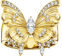 Fingerring THOMAS SABO "Butterfly Paradise Cocktail-Ring - Schmetterling-Design" Gr. 56, gold (gelbgoldfarben, weiß), Fingerringe, Damen, 56, Silber 925 (recycelt), 5mm, Fingerring, mit Zirkonia (synt