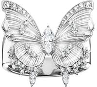 Fingerring THOMAS SABO "Butterfly Paradise Cocktail-Ring - Schmetterling-Design" Gr. 58, bunt (silberfarben, weiß), Fingerringe, Damen, 58, Silber 925 (recycelt), 5mm, Fingerring, mit Zirkonia (synth.