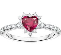 Fingerring THOMAS SABO "Romance Herz-Ring" Gr. 60, bunt (silberfarben, weiß, rot), Fingerringe, Damen, 60, Silber 925 (recycelt), Fingerring, mit Zirkonia (synth.), Rubin (57122414-60) silberfarben, w