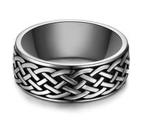 Fingerring TRUE REBELS "TR345" Gr. 66, silber, schwarz, Fingerringe, Herren, 66, Edelstahl, 8,5mm, Fingerring (49811850-66) silber, schwarz