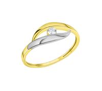Fingerring VIVANCE "375/- Gelbgold bicolor Zirkonia" Gr. 54, bunt (mehrfarbig), Fingerringe, Damen, 054 (17,2), Gold, Fingerring (86450530-54) mehrfarbig