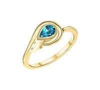 Fingerring VIVANCE "375/- Gelbgold glanz mit Blautopas" Gr. 54, gelb, Fingerringe, Damen, 054 (17,2), Gold, Fingerring (33753811-54) gelb