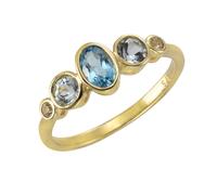 Fingerring VIVANCE "375/- Gelbgold mit Blautopas/Weißtopas" Gr. 62, gelb, Fingerringe, Damen, 062 (19,7), Gold, Fingerring (21453036-62) gelb