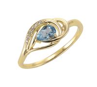 Fingerring VIVANCE "375/- Gelbgold mit Blautopas/Zirkonia" Gr. 62, gelb, Fingerringe, Damen, 062 (19,7), Gold, Fingerring (52410658-62) gelb