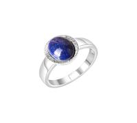 Fingerring VIVANCE "925/- Sterling Silber rhodiniert Lapislazuli" Gr. 60, weiß, Fingerringe, Damen, 060 (19,1), Silber 925 (Sterlingsilber), Fingerring (32429900-60) weiß