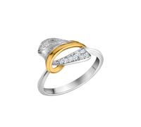 Fingerring VIVANCE "925-Sterling Silber rhodiniert teilweise vergoldet mit Zirkonia" Gr. 56, transparent, Fingerringe, Damen, 056 (17,8), Silber 925 (Sterlingsilber), Fingerring (29288161-56) transpar