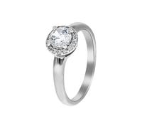 Fingerring VIVANCE "925/- Sterling Silber rhodiniert Zirkonia" Gr. 54, weiß, Fingerringe, Damen, 054 (17,2), Silber 925 (Sterlingsilber), Fingerring (95690236-54) weiß