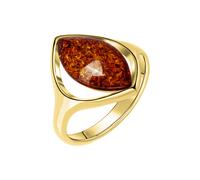 Fingerring VIVANCE "925/- Sterling Silber vergoldet mit Bernstein" Gr. 60, gelb, Fingerringe, Damen, 060 (19,1), Silber 925 (Sterlingsilber), Fingerring (81935307-60) gelb