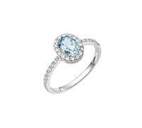 Fingerring ZEEME "375/- Weißgold Zirkonia und Blautopas" Gr. 54, weiß, Fingerringe, Damen, 054 (17,2), Gold, Fingerring (87362711-54) weiß