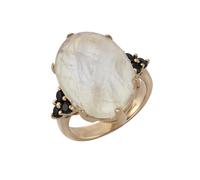Fingerring ZEEME "925/- Sterling Silber Mondstein und Spinell" Gr. 52, rot, Fingerringe, Damen, 052 (16,6), Silber 925 (Sterlingsilber), Fingerring (036877-52) rot