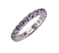 Fingerring ZEEME "925/- Sterling Silber rhodiniert Amethyst" Gr. 60, weiß, Fingerringe, Damen, 060 (19,1), Silber 925 (Sterlingsilber), Fingerring (041240-60) weiß