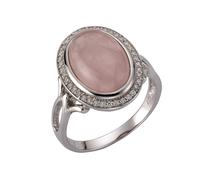 Zeeme Gemstones Ring 925/- Sterling Silber Rosenquarz Rosa Glänzend (Größe: 062 (19,7))