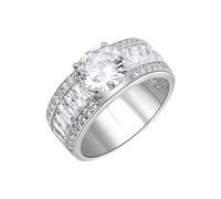 Fingerring ZEEME "925/- Sterling Silber rhodiniert Zirkonia" Gr. 58, weiß, Fingerringe, Damen, 058 (18,5), Silber 925 (Sterlingsilber), Fingerring (37616365-58) weiß