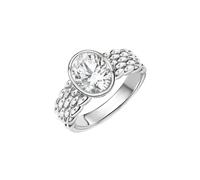 Fingerring ZEEME "925/- Sterling Silber rhodiniert Zirkonia" Gr. 60, weiß, Fingerringe, Damen, 060 (19,1), Silber 925 (Sterlingsilber), Fingerring (11386119-60) weiß