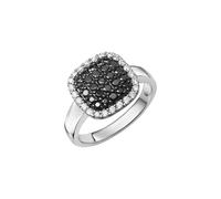 Fingerring ZEEME "925/- Sterling Silber rhodiniert Zirkonia" Gr. 60, weiß, Fingerringe, Damen, 060 (19,1), Silber 925 (Sterlingsilber), Fingerring (12920034-60) weiß