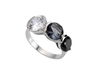 Fingerring ZEEME "925 Sterling Silber Zirkonia mehrfarbig" Gr. 54, weiß, Fingerringe, Damen, 054 (17,2), Silber 925 (Sterlingsilber), Fingerring (340899-54) weiß