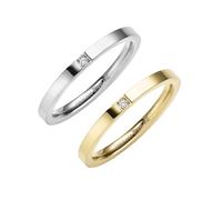 Fingerring ZEEME "Edelstahl 2tlg. Set mit weißem Zirkonia-Stein" Gr. 20, bunt (mehrfarbig), Fingerringe, Damen, 020 (63,7), Edelstahl, Fingerring (90043813-20) mehrfarbig