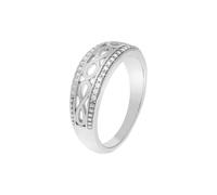 Fingerring ZEEME "Silber 925 glanz/mattiert Zirkonia" Gr. 16,5, weiß, Fingerringe, Damen, 052 (16,6), Silber 925 (Sterlingsilber), Fingerring (50610741-16,5) weiß