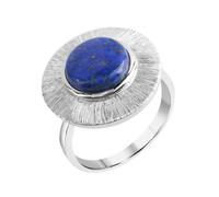 Fingerring ZEEME "925 Sterling Silber rhodiniert Lapis" Fingerringe Gr. 018 (57,0), 3,1 ct, Silber 925 (Sterlingsilber), weiß (weiß, blau) Damen Fingerringe (84956133-18)