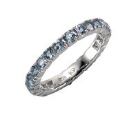 Fingerring ZEEME "Silber 925 rhodiniert mit 24x Blautopas (beh.)" Gr. 56, weiß, Fingerringe, Damen, 056 (17,8), Silber 925 (Sterlingsilber), Fingerring (065914-56) weiß